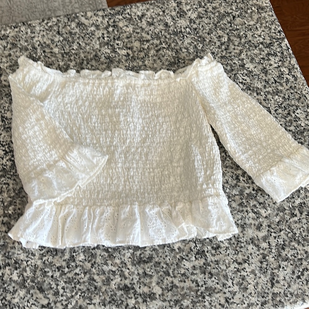 American Eagle Eyelet Off Shoulder Crop Top